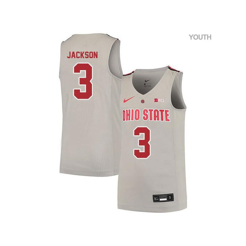 CJ Jackson 3 Ohio State Buckeyes Elite Basketball Youth Jersey - Gray
