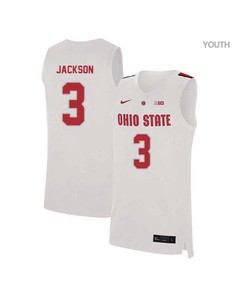 CJ Jackson 3 Ohio State Buckeyes Elite Basketball Youth Jersey - White