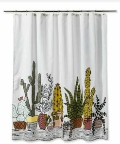 Cactus Succulent Plants Print Shower Curtain Bathroom Decor 