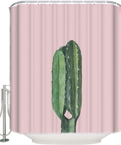Cactus and Pink Shower Curtain for Home Bathroom Decor
