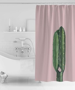 Cactus and Pink Shower Curtain for Home Bathroom Decor