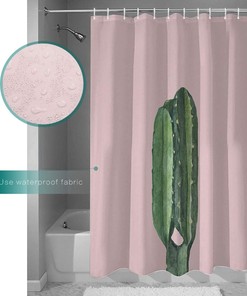 Cactus and Pink Shower Curtain for Home Bathroom Decor