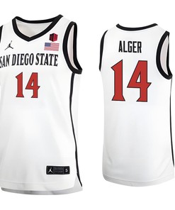 Cade Alger 14 San Diego State Aztecs 2023 Basketball Jersey MW Logo- Men White