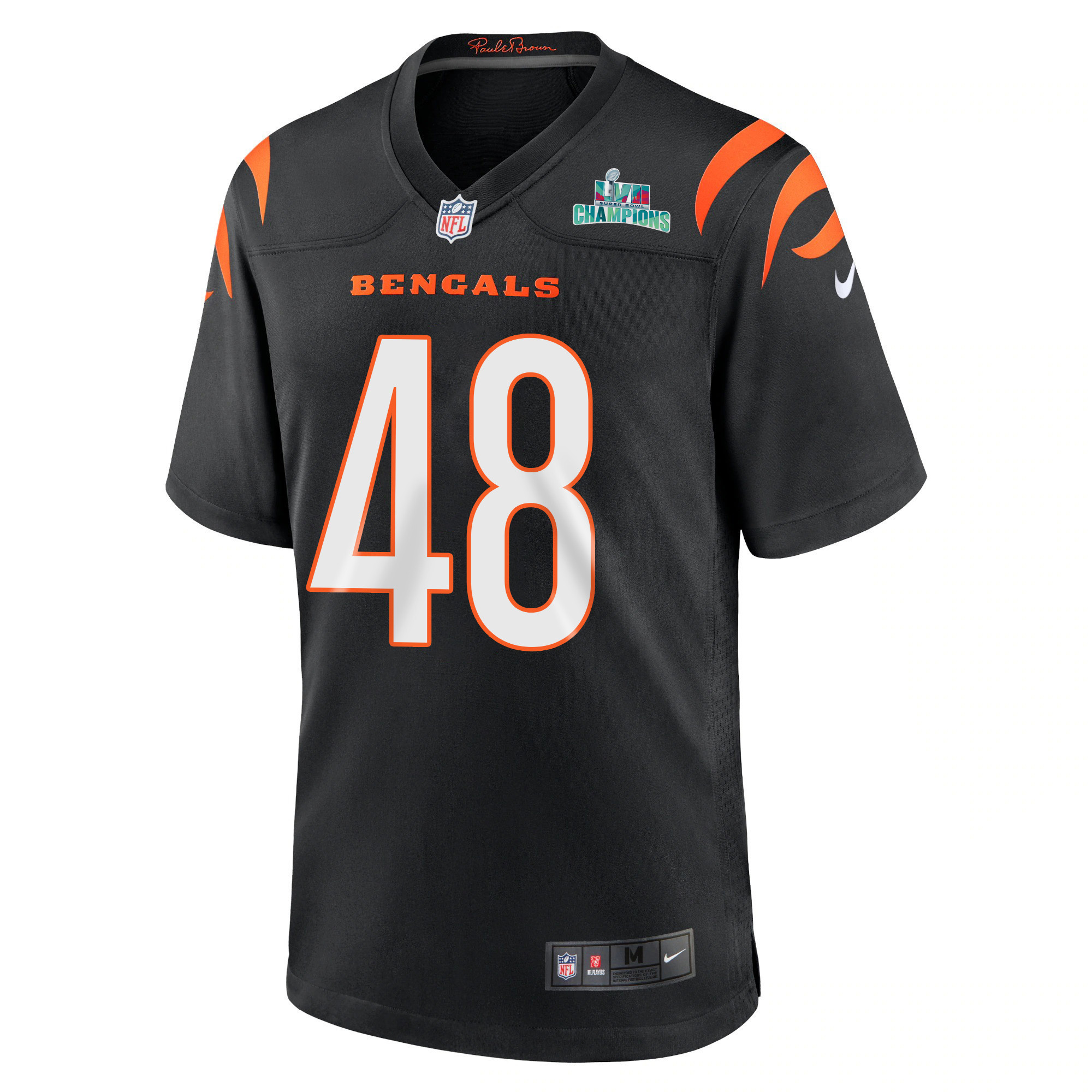 Cal Adomitis 48 Cincinnati Bengals Super Bowl LVII Champions Men Game Jersey - Black