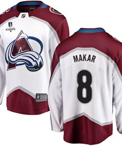 Cale Makar 8 Colorado Avalanche Stanley Cup 2023 Playoffs Patch Away Breakaway Men Jersey - White
