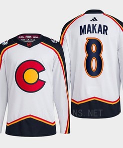 Cale Makar 8 Reverse Retro 2.0 2022 Colorado Avalanche White Jersey Primegreen
