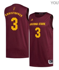 Caleb Christopher 3 Arizona State Sun Devils Basketball Youth Jersey - Maroon