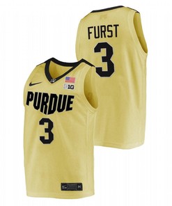 Caleb Furst 3 Gold Purdue Boilermakers 2023 Top overall seed College Basketball Jersey