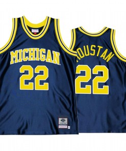 Caleb Houstan 22 Michigan Wolverines Navy Jersey Throwback College Basketball