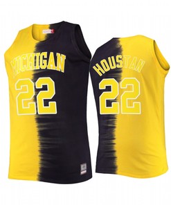 Caleb Houstan 22 Michigan Wolverines Navy Maize Jersey Classic Tie-Dye Color Crash