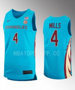 Caleb Mills 4 FSU Seminoles Turquoise Jersey 2022-23 Alternate Basketball