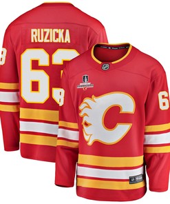 Calgary Flames Adam Ruzicka 63 Home 2022 Stanley Cup Champions Breakaway Men Jersey - Red
