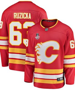 Calgary Flames Adam Ruzicka 63 Home 2022 Stanley Cup Final Breakaway Men Jersey - Red