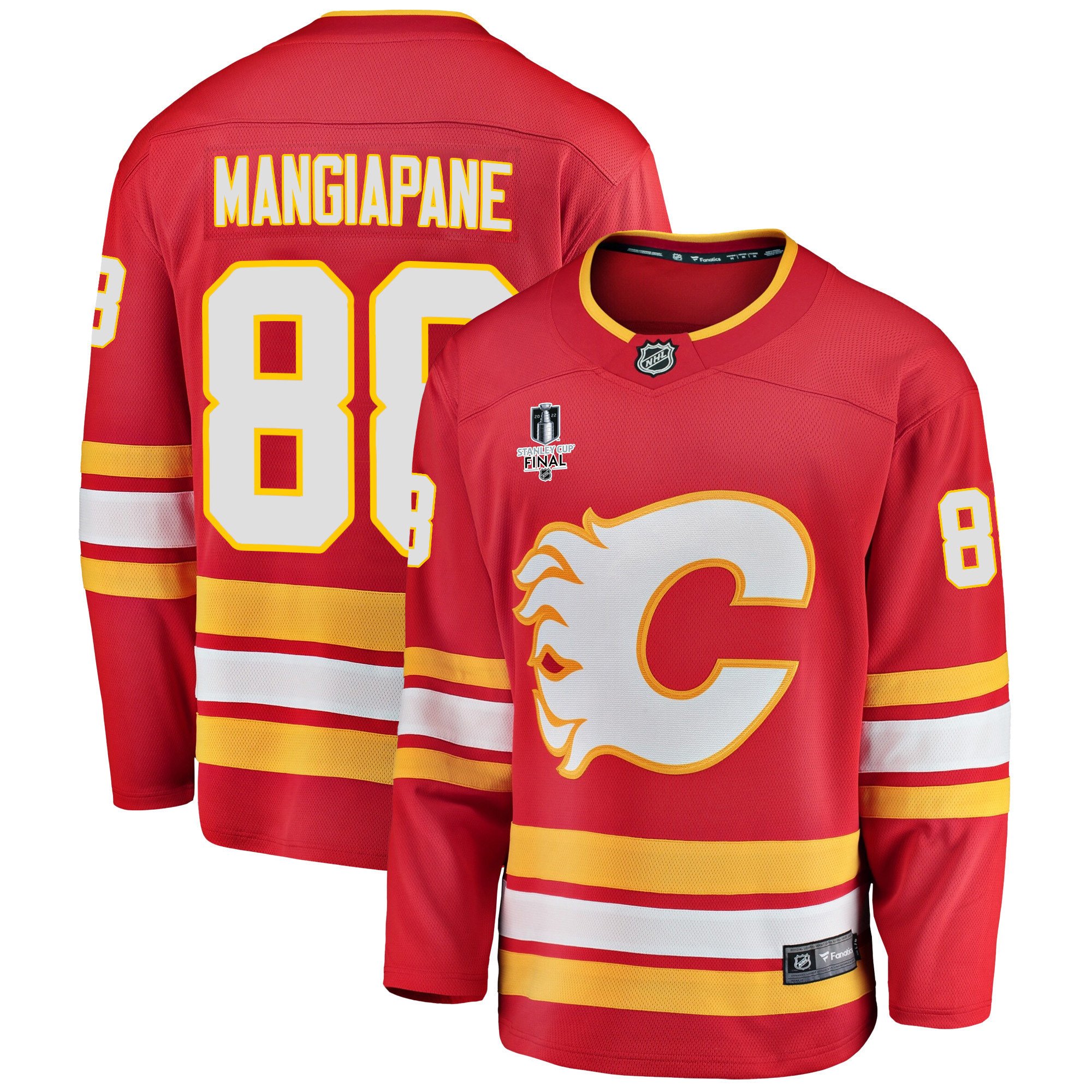Calgary Flames Andrew Mangiapane 88 Home 2022 Stanley Cup Final Breakaway Men Jersey - Red