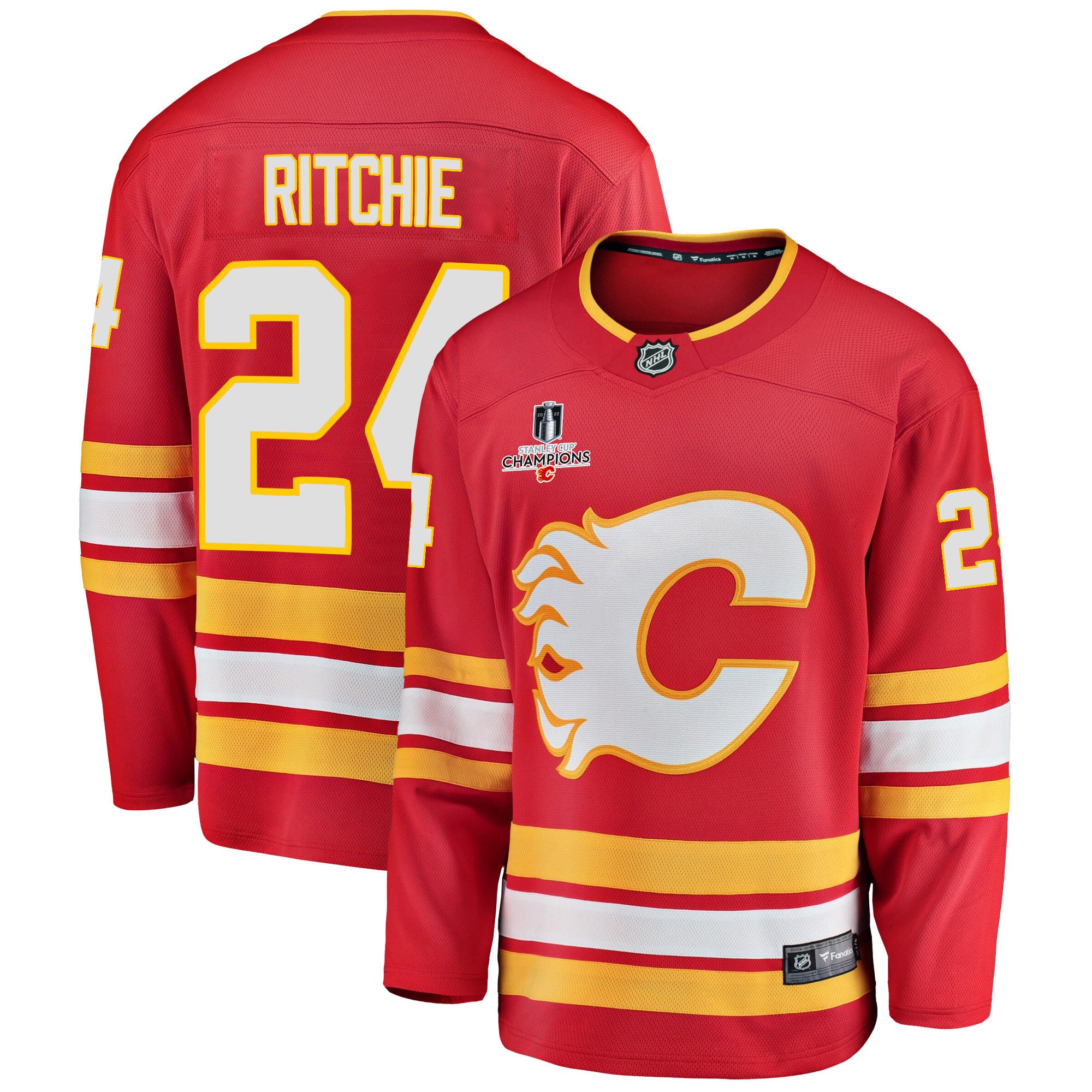 Calgary Flames Brett Ritchie 24 Home 2022 Stanley Cup Champions Breakaway Men Jersey - Red