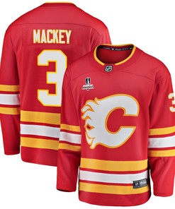 Calgary Flames Connor Mackey 3 Home 2022 Stanley Cup Playoffs Breakaway Men Jersey - Red