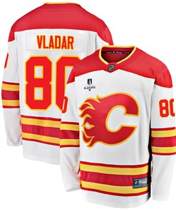 Calgary Flames Dan Vladar 80 Away 2022 Stanley Cup Playoffs Breakaway Men Jersey - White
