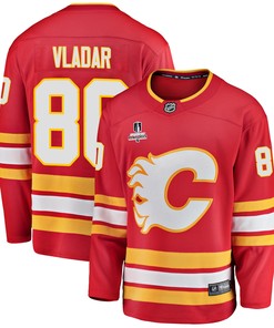 Calgary Flames Dan Vladar 80 Home 2022 Stanley Cup Playoffs Breakaway Men Jersey - Red