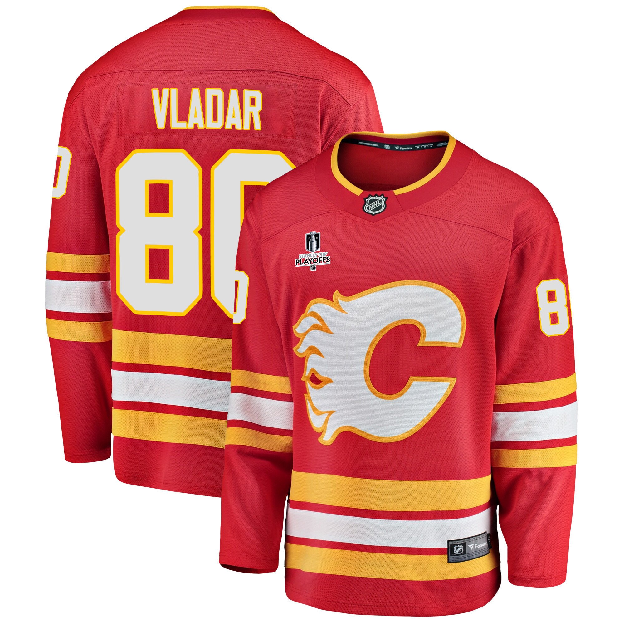 Calgary Flames Dan Vladar 80 Home 2022 Stanley Cup Playoffs Breakaway Men Jersey - Red
