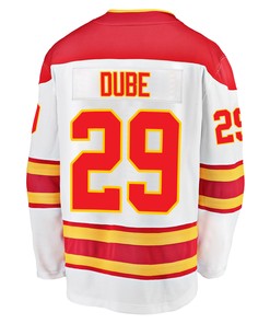 Calgary Flames Dillon Dube 29 Away 2022 Stanley Cup Champions Breakaway Men Jersey - White