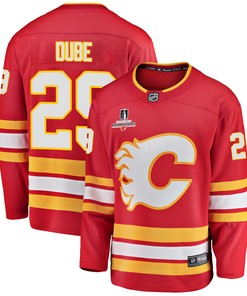 Calgary Flames Dillon Dube 29 Home 2022 Stanley Cup Champions Breakaway Men Jersey - Red