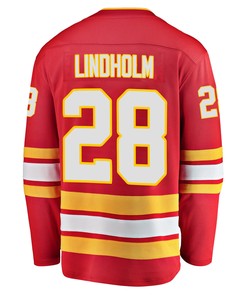Calgary Flames Elias Lindholm 28 Home 2022 Stanley Cup Champions Breakaway Men Jersey - Red