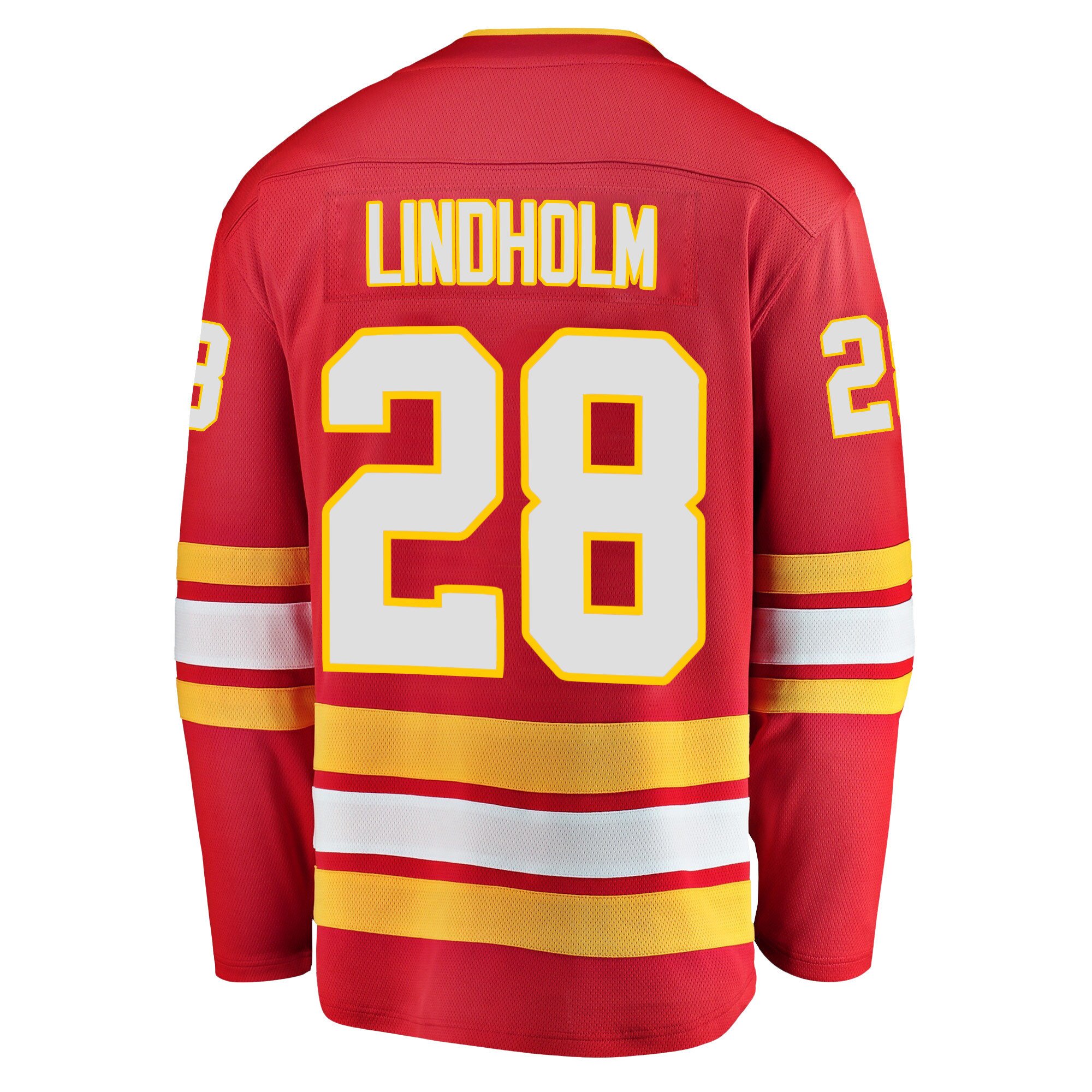 Calgary Flames Elias Lindholm 28 Home 2022 Stanley Cup Final Breakaway Men Jersey - Red