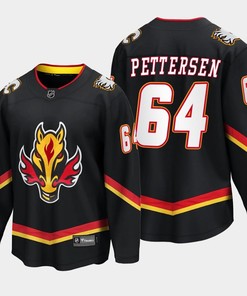 Calgary Flames Emilio Pettersen 64 Alternate Black Jersey Breakaway Player