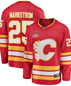 Calgary Flames Jacob Markstrom 25 Home 2022 Stanley Cup Champions Breakaway Men Jersey - Red