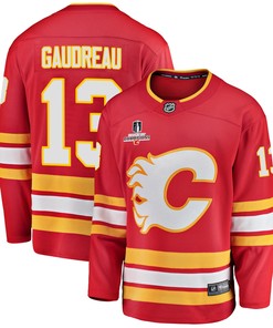 Calgary Flames Johnny Gaudreau 13 Home 2022 Stanley Cup Champions Breakaway Men Jersey - Red