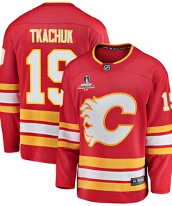 Calgary Flames Matthew Tkachuk 19 Home 2022 Stanley Cup Champions Breakaway Men Jersey - Red