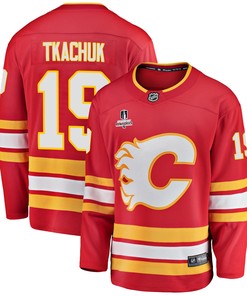 Calgary Flames Matthew Tkachuk 19 Home 2022 Stanley Cup Playoffs Breakaway Men Jersey - Red