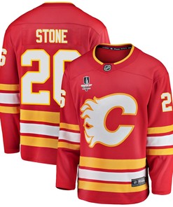 Calgary Flames Michael Stone 26 Home 2022 Stanley Cup Final Breakaway Men Jersey - Red