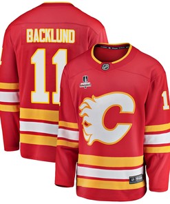 Calgary Flames Mikael Backlund 11 Home 2022 Stanley Cup Playoffs Breakaway Men Jersey - Red