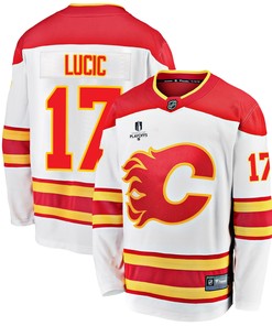 Calgary Flames Milan Lucic 17 Away 2022 Stanley Cup Playoffs Breakaway Men Jersey - White