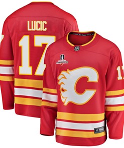 Calgary Flames Milan Lucic 17 Home 2022 Stanley Cup Champions Breakaway Men Jersey - Red