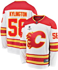 Calgary Flames Oliver Kylington 58 Away 2022 Stanley Cup Playoffs Breakaway Men Jersey - White