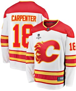 Calgary Flames Ryan Carpenter 18 Away 2022 Stanley Cup Playoffs Breakaway Men Jersey - White
