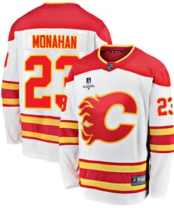Calgary Flames Sean Monahan 23 Away 2022 Stanley Cup Playoffs Breakaway Men Jersey - White