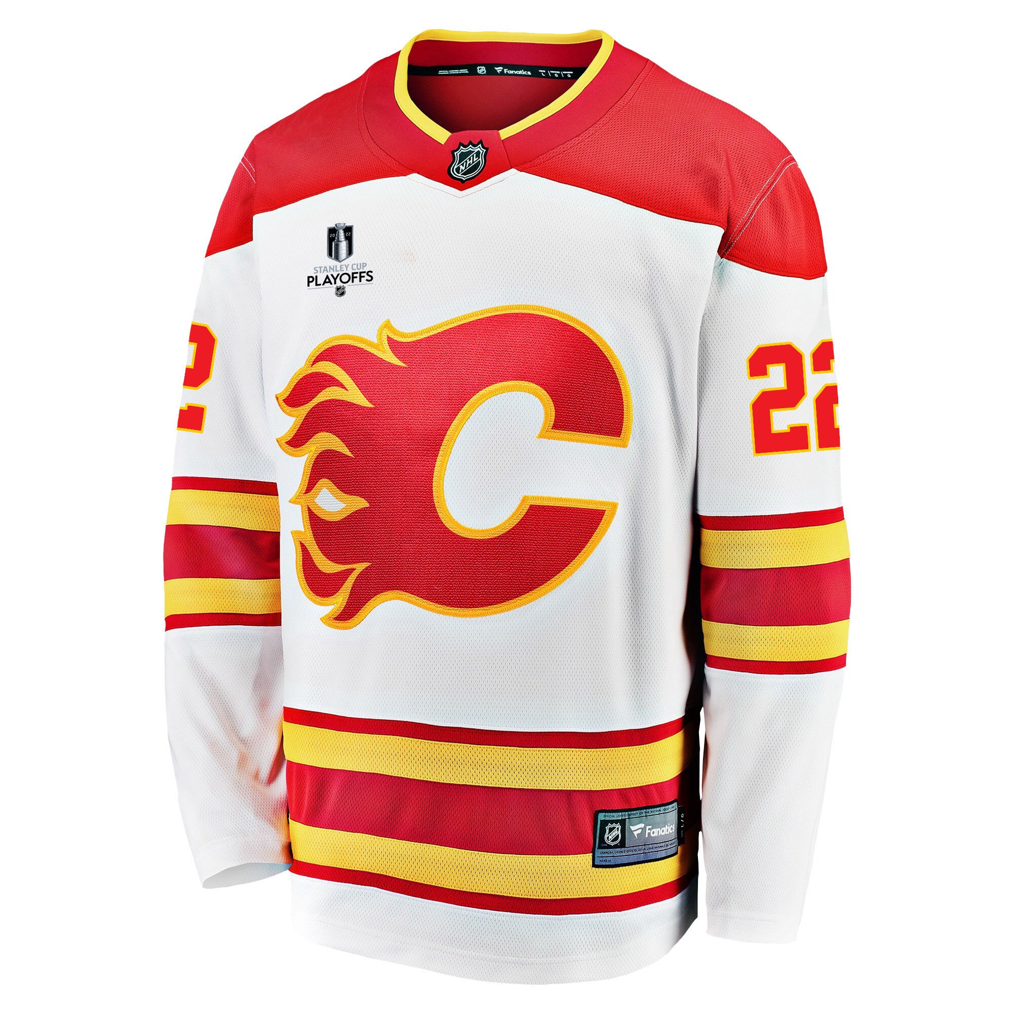 Calgary Flames Trevor Lewis 22 Away 2022 Stanley Cup Playoffs Breakaway Men Jersey - White