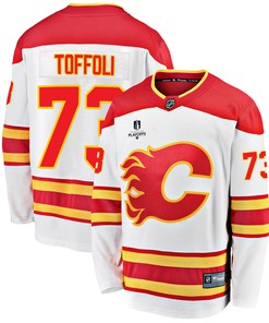 Calgary Flames Tyler Toffoli 73 Away 2022 Stanley Cup Playoffs Breakaway Men Jersey - White