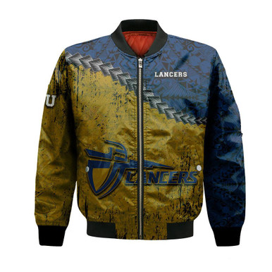 California Baptist Lancers Bomber Jacket Grunge Polynesian Tattoo- NCAA