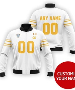 California Golden Bears #00 Personalized White Jersey Style Gift With Custom Number Name For Bears Fans Bomber Jacket