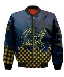 California Golden Bears Bomber Jacket Basketball Net Grunge Pattern- NCAA