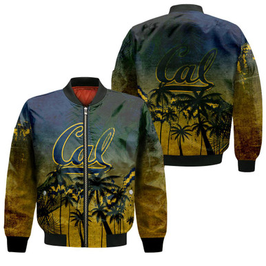 California Golden Bears Bomber Jacket Coconut Tree Tropical Grunge - NCAA