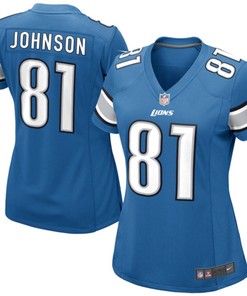 Calvin Johnson Detroit Lions Nike Womens Game Jersey - Light Blue