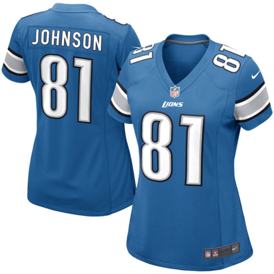 Calvin Johnson Detroit Lions Nike Womens Game Jersey - Light Blue