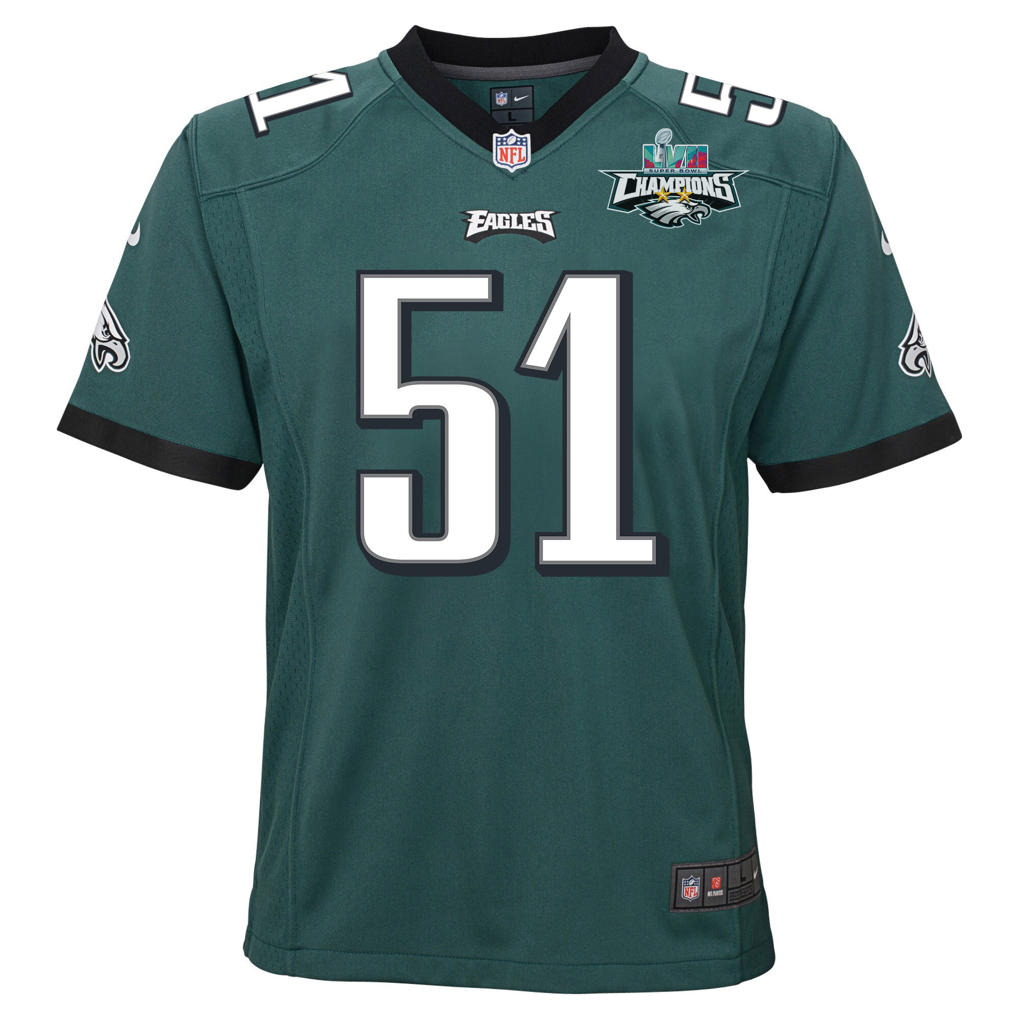 Cam Jurgens 51 Philadelphia Eagles Super Bowl LVII Champions 2 Stars 2 Stars Youth Game Jersey - Black