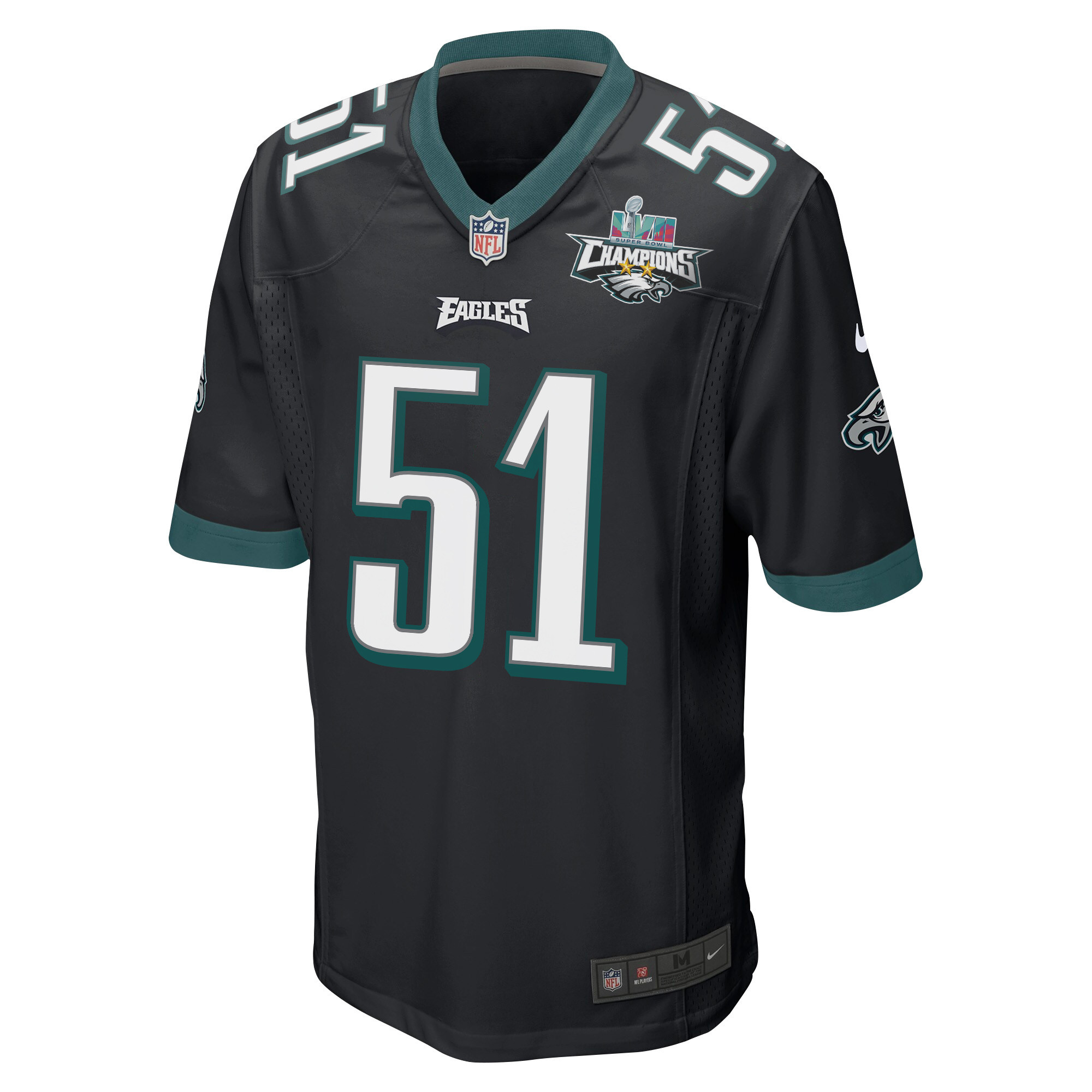 Cam Jurgens 51 Philadelphia Eagles Super Bowl LVII Champions 2 Stars Men Game Jersey - Black