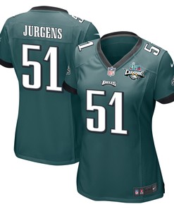 Cam Jurgens 51 Philadelphia Eagles Super Bowl LVII Champions 2 Stars Women Game Jersey - Midnight Green